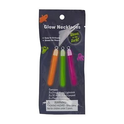 Halloween Glow in the Dark Glow Stick Necklaces, 3 ct
