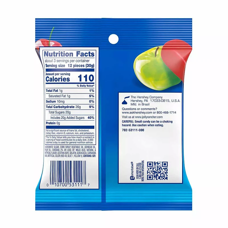 JOLLY RANCHER Chewy Poppers Original Fruit Flavored Candy Bag, 3.2 oz