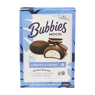 Bubbies Mochi Cookies & Cream Ice Cream, 7.5 oz