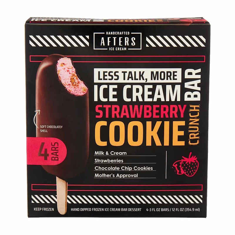 AFTERS Strawberry Cookie Crunch Ice Cream Bar, 4 ct