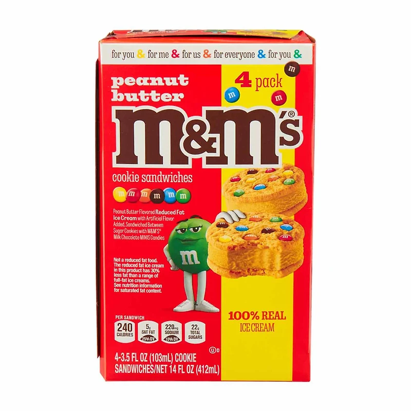 Peanut Butter M&M Cookie Sandwiches, 4 ct