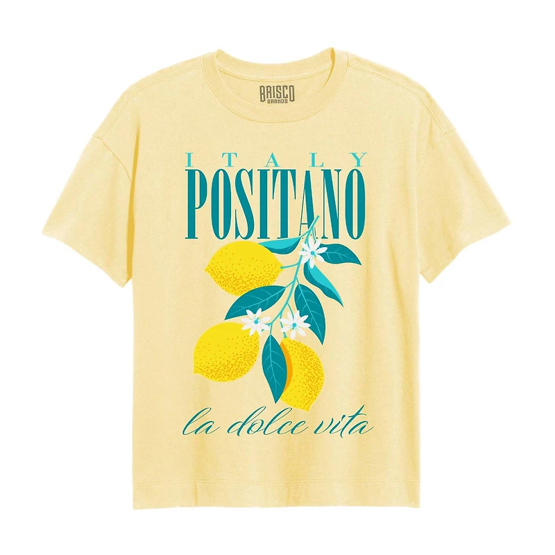 Italian Lemons Short Sleeve Crop Tee, Medium