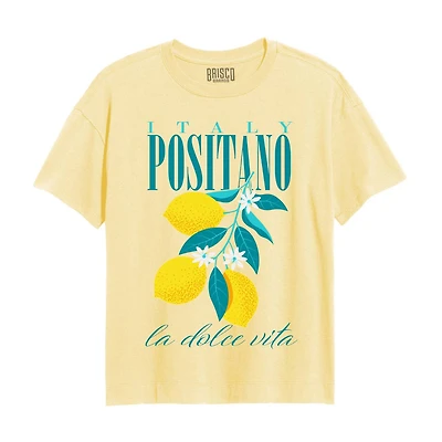 Italian Lemons Short Sleeve Crop Tee, Extra Large