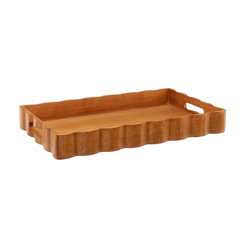 Wood tray with handle large size