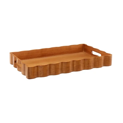 Wood tray with handle large size