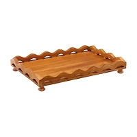 Wood tray with feet large size