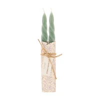 Swirled Taper Candles, 2 pk, Green