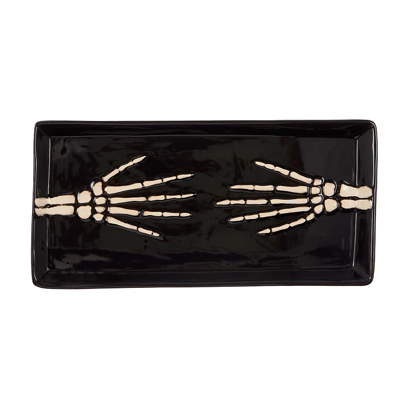 Halloween Skeleton Hand Ceramic Serving Tray
