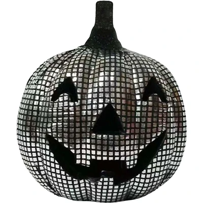 Halloween Silver Sequin Light-up Pumpkin