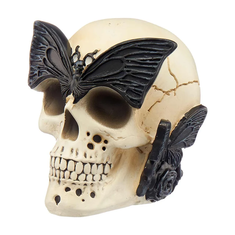 Halloween Resin Moths & Skull Decoration