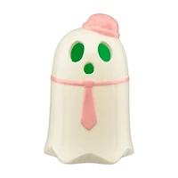 Halloween Light-Up Ceramic Ghost with Pink Hat & Tie