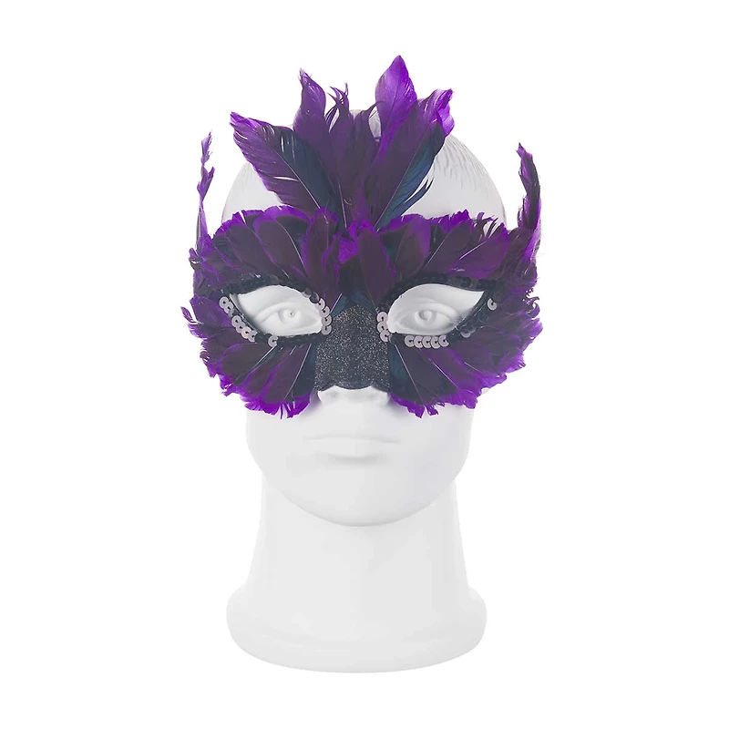 Halloween Feather Masquerade Mask, Assorted