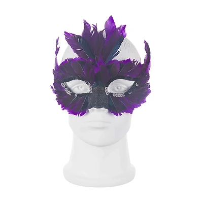Halloween Feather Masquerade Mask, Assorted
