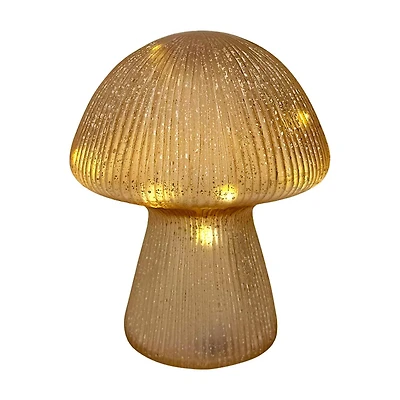 Brown Mushroom-Shaped Glass Lamp with LED Lights