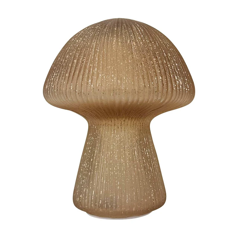 Brown Mushroom-Shaped Glass Lamp with LED Lights