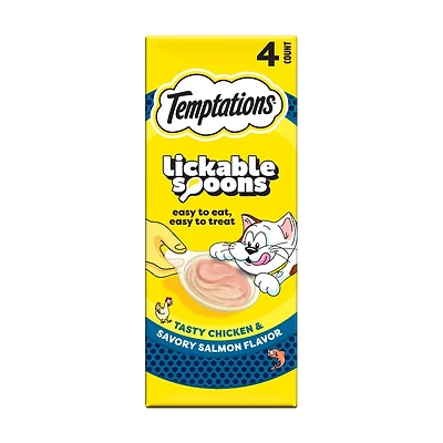 Temptations Lickable Spoons Tasty Chicken & Savory Salmon Flavor Adult Wet Cat F