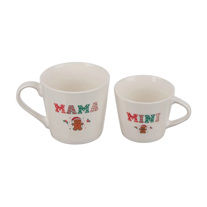 Christmas Mama and Mini Printed Mugs, 2 ct