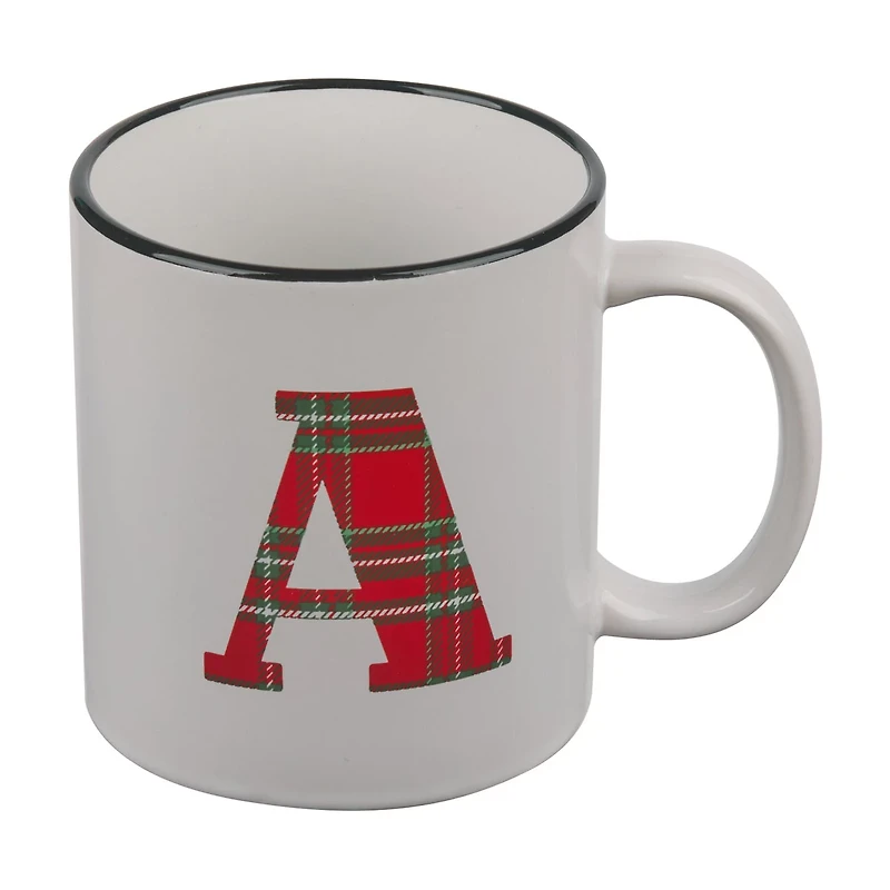 Christmas Plaid Monogram Mug, Assorted