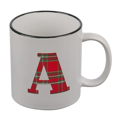 Christmas Plaid Monogram Mug, Assorted