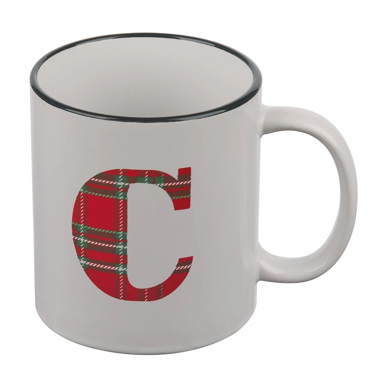 Christmas Plaid Monogram Mug, Assorted