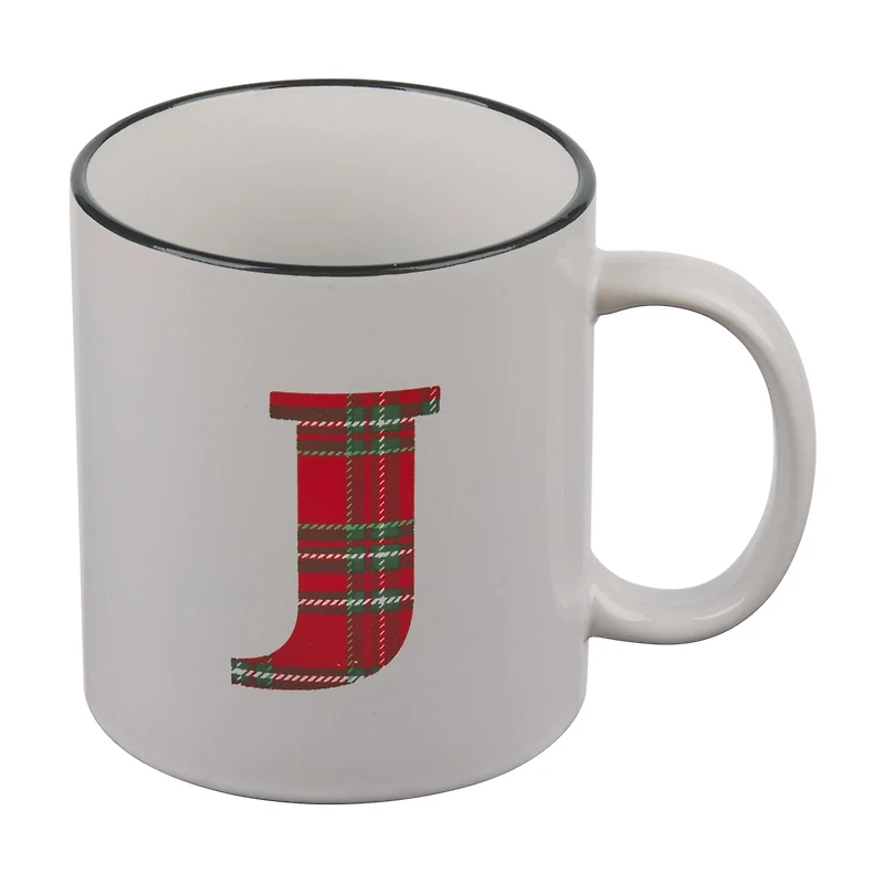 Christmas Plaid Monogram Mug, Assorted
