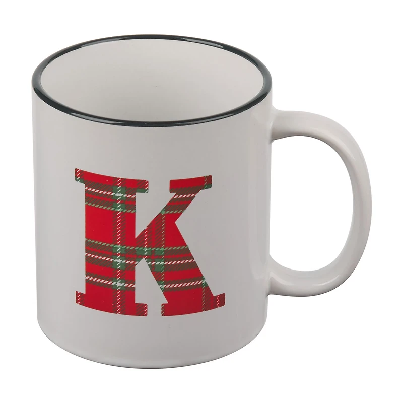 Christmas Plaid Monogram Mug, Assorted