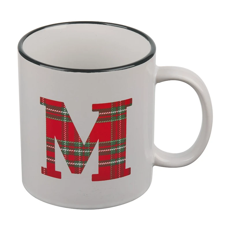 Christmas Plaid Monogram Mug, Assorted