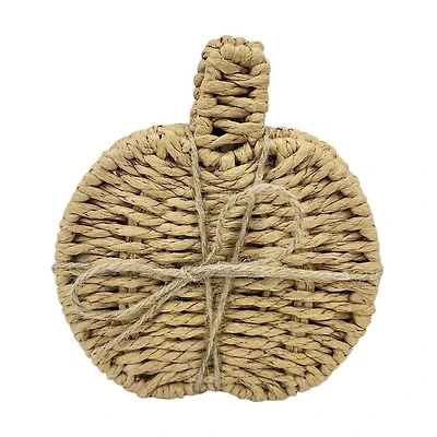 Harvest Paper Rope Pumpkin Coaster, 5 in, 4 ct