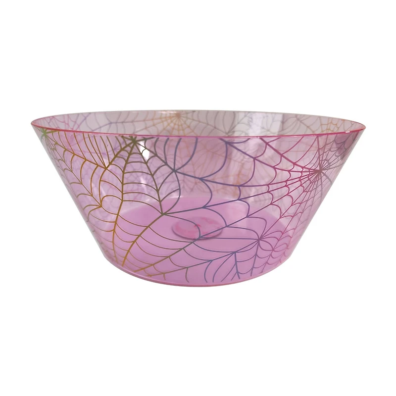 Halloween Spiderweb Plastic Bowl, Pink