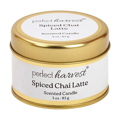 Perfect Harvest Tin Container Scented Candle, Spiced Chai Latte, 3 oz
