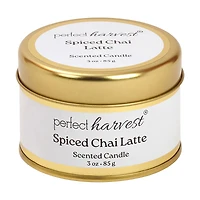 Perfect Harvest Tin Container Scented Candle, Spiced Chai Latte, 3 oz