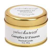 Perfect Harvest Tin Container Scented Candle, Campfire & S'mores, 3 oz