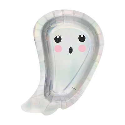 Adorable Halloween Ghost-Shaped Plate, 7.25 in, 8 ct
