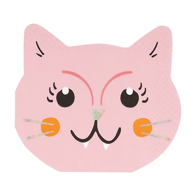 Adorable Halloween Cat Shaped Beverage Napkin with Iridescent Foil Stamping, 16