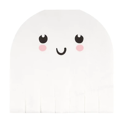 Adorable Halloween Ghost-Shaped Fringe Lunch Napkins, 16 ct