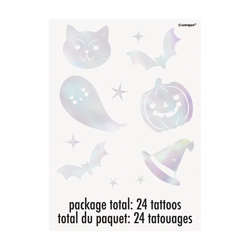 Adorable Halloween Iridescent Foil Tattoos, 24 ct