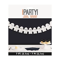 Adorable Halloween Ghost-Shaped Tissue Paper Garland, 7 ft
