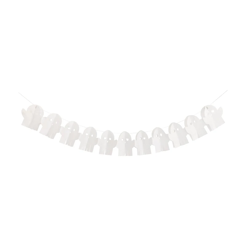 Adorable Halloween Ghost-Shaped Tissue Paper Garland, 7 ft