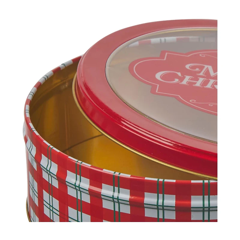 Christmas Round Tin with Window Lid, Assorted