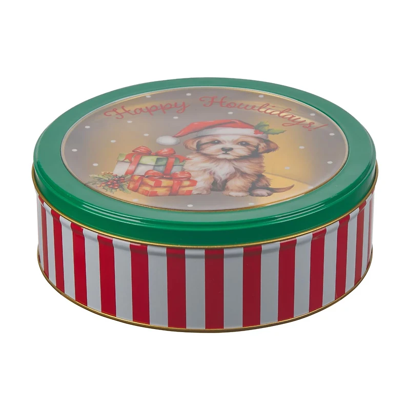 Christmas Round Tin with Window Lid, Assorted
