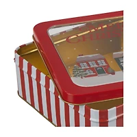 Christmas Printed Square Tin with Window Lid, Assorted