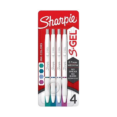 Sharpie S-Gel, 0.07 mm, Assorted Color, 4 pk