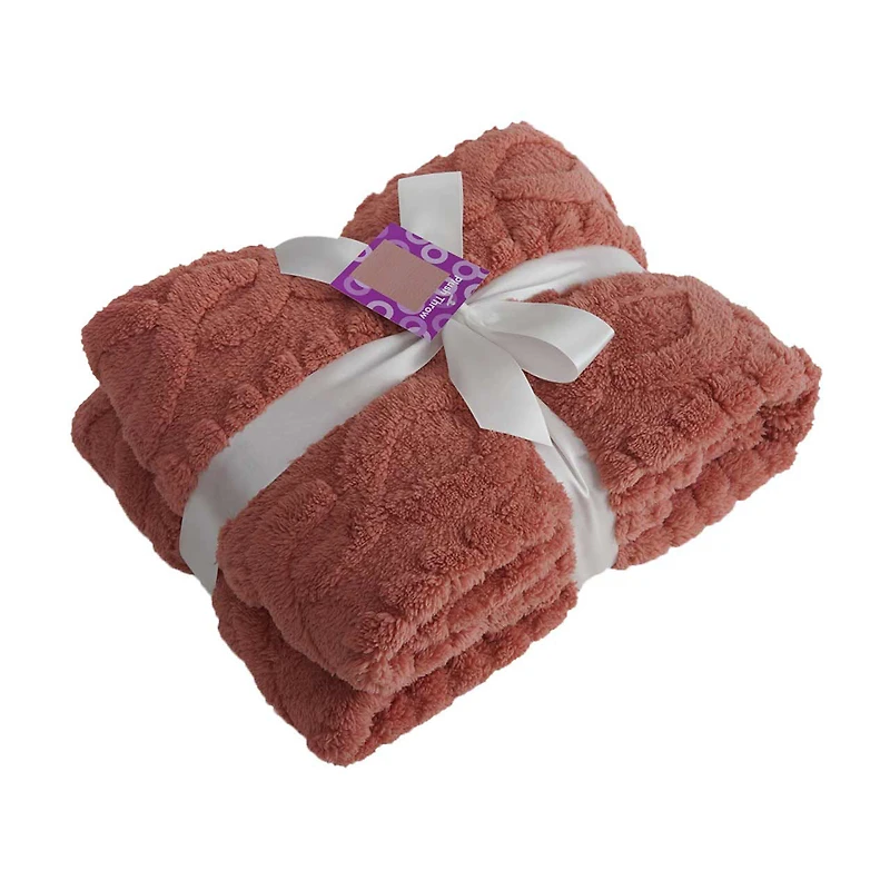 Cable Knit Plush Throw, 50 in x 60 in, Assorted