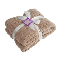 Cable Knit Plush Throw, 50 in x 60 in, Assorted