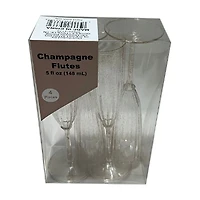 Clear Gold Glitter Flutes, 5 oz, 4 ct