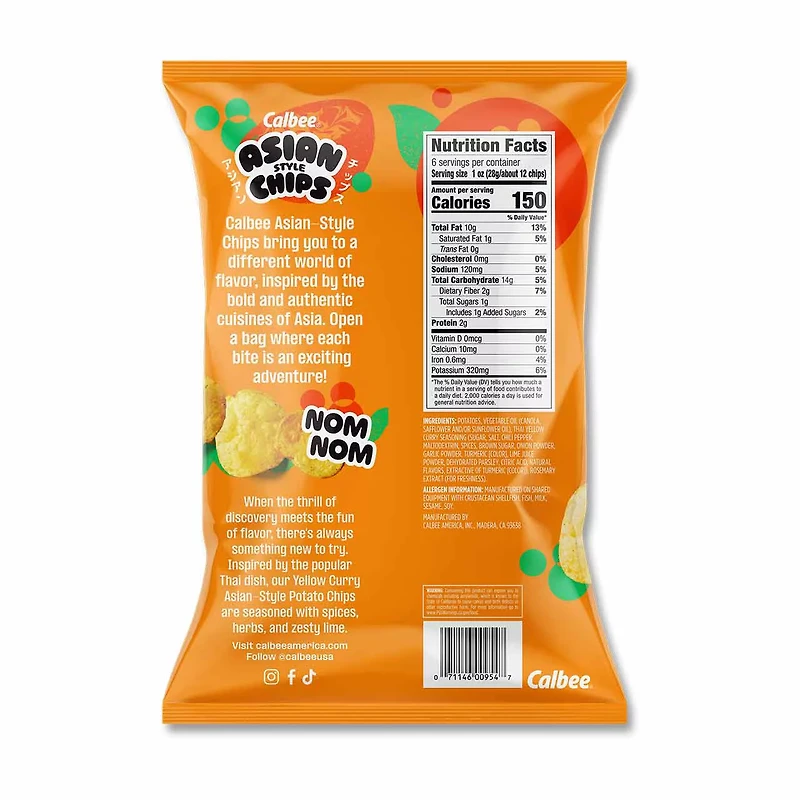 Calbee Asian Style Chips, Yellow Curry, 6.0 oz