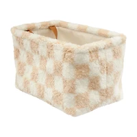 Sherpa Basket with Checked Design, Medium