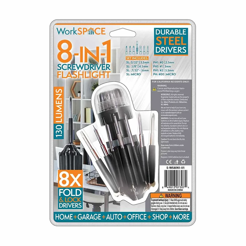 WorkSpace 8-IN-1 Screwdriver Flashlight