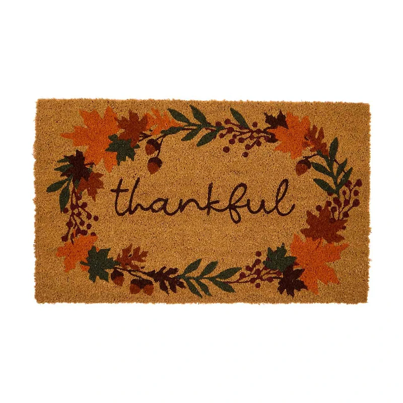 Thankful Maple Wreath Rectangle Doormat, 18 in x 30 in