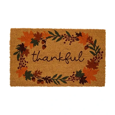 Thankful Maple Wreath Rectangle Doormat, 18 in x 30 in
